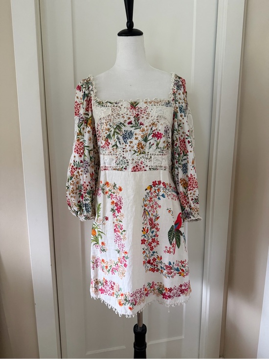 FARM Rio Dresses & Skirts - FARM Rio White Mini Dress with Pink, Orange & Green Floral Print